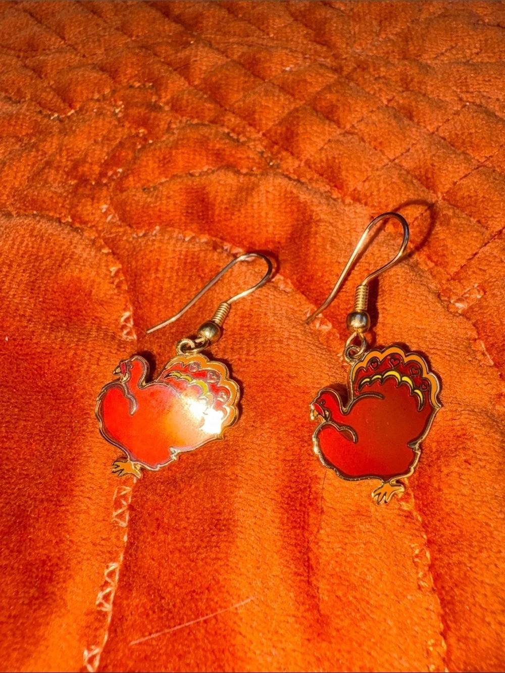 Turkey Dangle Earrings in Red & Gold